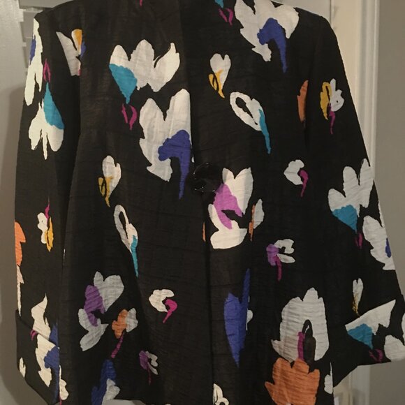 IC By Connie Black Floral Kimono Sytle Jacket XL NEW Showstopper  Vt1 - Picture 2 of 6